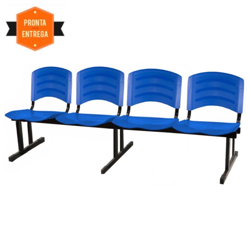 Cadeira Longarina PLASTICA 4 Lugares Cor Azul 33098 Móveis Única Longarinas 4