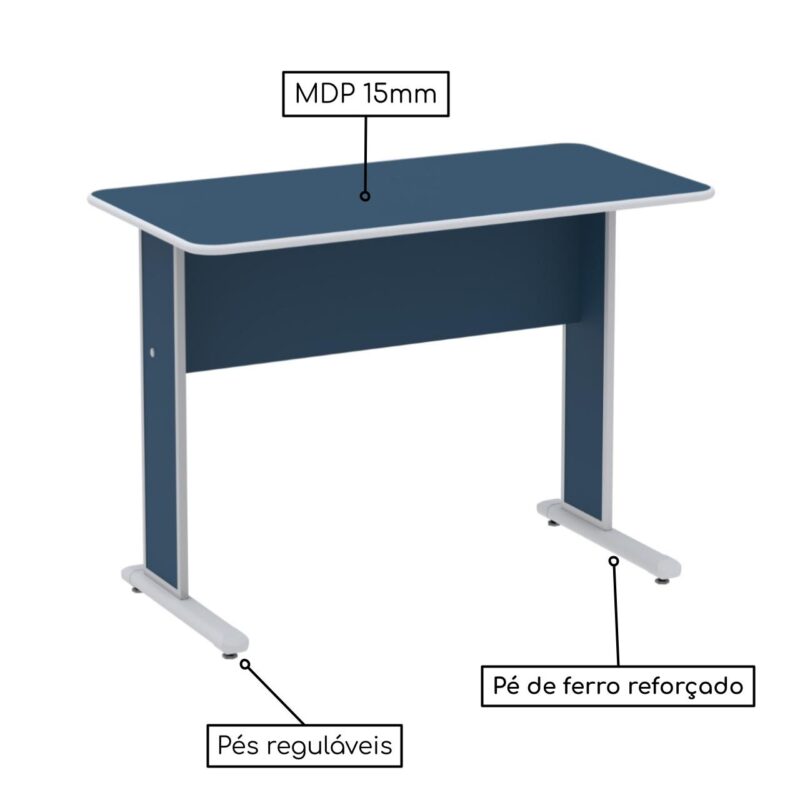 Mesa Escritório 0,90×0,60m – Cor Azul 44083 Móveis Única Linha 15 mm 4