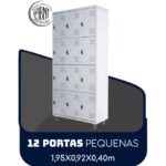 Armário Roupeiro de Aço c/ 12 Portas PEQUENAS – 1,95×0,92×0,40m – SA – CZ/CZ – 14001 Móveis Única Roupeiro de Aço 7