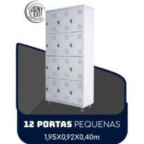 Armário Roupeiro de Aço c/ 12 Portas PEQUENAS – 1,95×0,92×0,40m – SA – CZ/CZ – 14001 Móveis Única Roupeiro de Aço