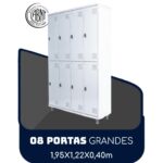 Armário Roupeiro de Aço c/ 08 Portas GRANDES – 1,95×1,22×0,40m – SA – CZ/CZ – 14003 Móveis Única Roupeiro de Aço 7