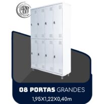 Armário Roupeiro de Aço c/ 08 Portas GRANDES – 1,95×1,22×0,40m – SA – CZ/CZ – 14003 Móveis Única Roupeiro de Aço