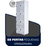 Armário Roupeiro de Aço c/ 08 Portas PEQUENAS 1,95×0,62×0,40m – SA – Cinza – 14002 Móveis Única Roupeiro de Aço 7