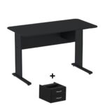 Mesa Escritório 1,20×0,60m c/ Gavetas – Cor Preto – 44090 Móveis Única Linha 15 mm 7