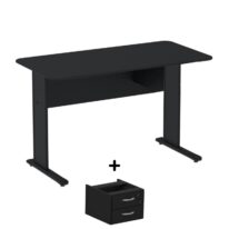 Mesa Escritório 1,20×0,60m c/ Gavetas – Cor Preto – 44090 Móveis Única Linha 15 mm