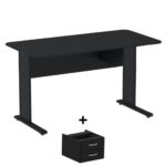 Mesa Escritório 1,50×0,60m c/ Gavetas – Cor Preto – 44093 Móveis Única Linha 15 mm 7