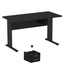 Mesa Escritório 1,50×0,60m c/ Gavetas – Cor Preto – 44093 Móveis Única Linha 15 mm