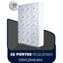 Armário Roupeiro de Aço c/ 16 Portas PEQUENAS – 1,95×1,25×0,40m – SA – CZ/CZ – 14000 Móveis Única Roupeiro de Aço