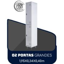 Armário Roupeiro de Aço c/ 02 Portas GRANDES – 1,95×0,34×0,40m – SA – CZ/CZ – 14007 Móveis Única Roupeiro de Aço