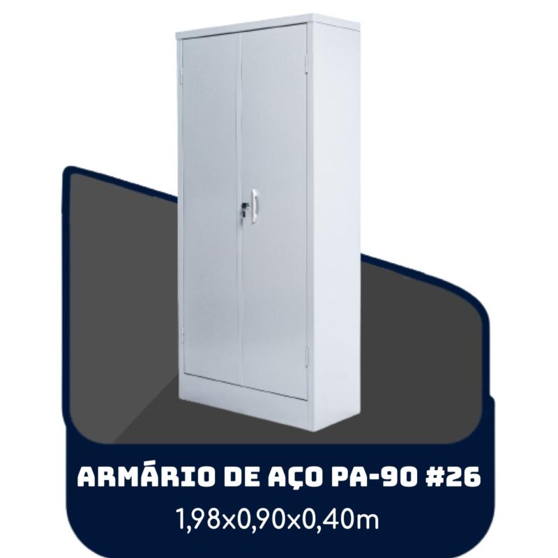 Armário de Aço PA 90 #26 – 1,98×0,90×0,40m – SA – 13120 Móveis Única Armário de Aço 2