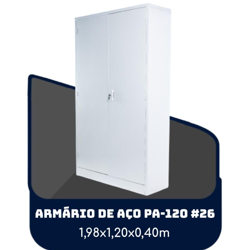 Armário de Aço PA 120 #26 – 1,98×1,20×0,40m – SA – 13121 Móveis Única Armário de Aço 2