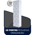 Armário Roupeiro de Aço c/ 10 Portas PEQUENAS – 1,95×0,62×0,40m – SA – CZ/CZ – 14010 Móveis Única Roupeiro de Aço 6