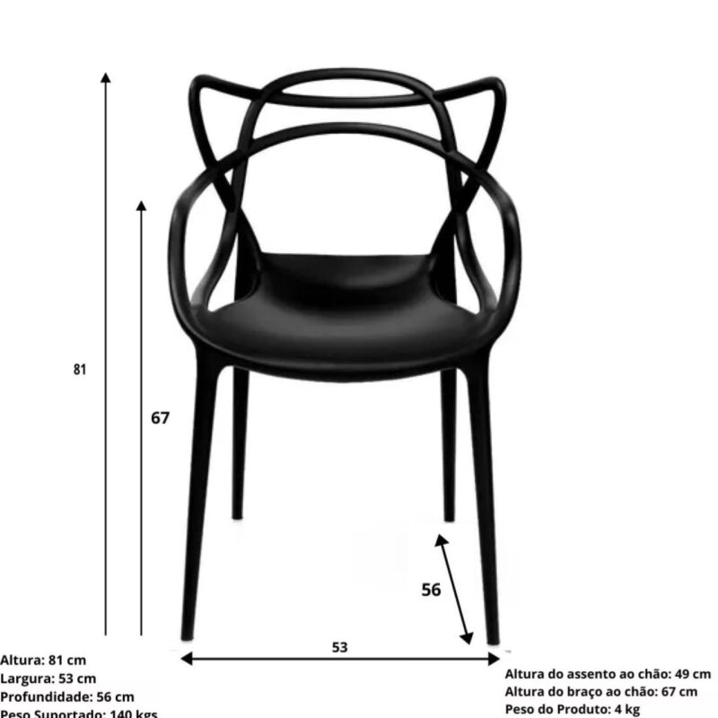 Cadeira Interlocutor OSLO para Escritório ou Jantar – Polipropileno – Cor Preto – 48005 Móveis Única Cadeiras Fixas 5