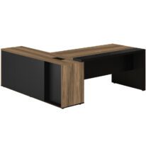 Mesa PRESIDENTE Armário Pedestal 1,82×1,80m NOGAL SEVILHA / PRETO – 20602 Móveis Única Linha 40 mm