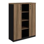 Armário Alto Credenza com Nicho – 1,61×1,20×0,45m NOGAL SEVILHA/PRETO – 21415 Móveis Única Linha 40 mm 8