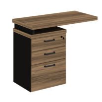 Mesa AUXILIAR c/ 03 Gavetas Pedestal NOGAL SEVILHA/PRETO – 21421 Móveis Única Linha 40 mm