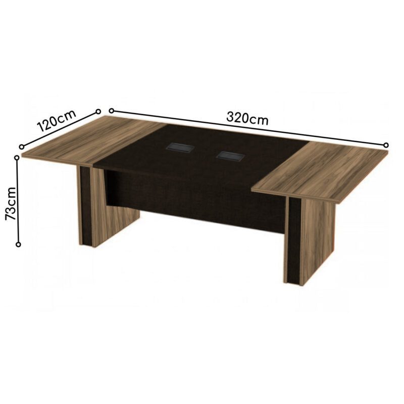 Mesa de Reunião Diretoria – 3,20X1,20m NOGAL SEVILHA/PRETO – 22014 Móveis Única Mesa de Reunião 5