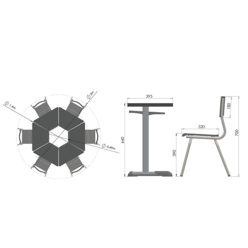 Conjunto HEXAGONAL Mesas e Cadeiras – 06 A 09 anos – INFANTO JUVENIL 42000 Móveis Única Conjunto Escolar 6