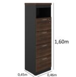 Arquivo 04 Gavetas Pasta Suspensa – 1,60×0,46×0,45m MARSALA / PRETO – 51013 Móveis Única Linha 30 mm 6