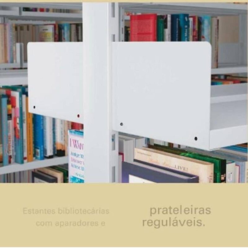 Estante Biblioteca de CENTRO com 12 Bandejas – 1,98×0,92×0,55m – NOBRE – 11109 Móveis Única Estante de Aço 5