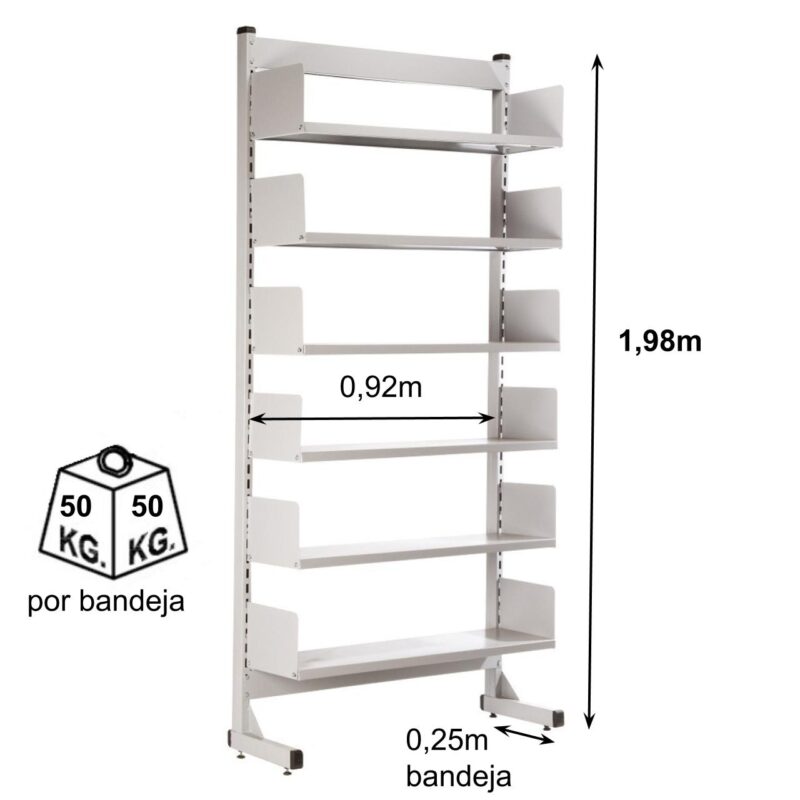 Estante Biblioteca de PAREDE com 06 Bandejas – 1,98×0,92×0,30m – NOBRE – 11108 Móveis Única Estante de Aço 3