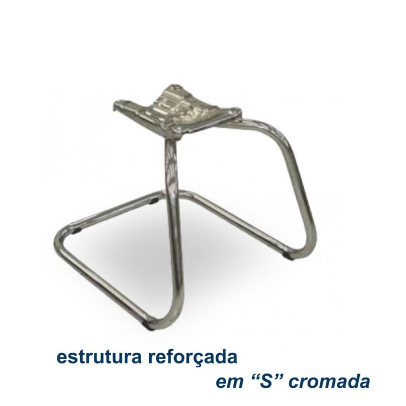 Cadeira Executiva COSTURADA Base em “S” Cromada – Corino Preto 31016 Móveis Única Cadeiras Fixas 6