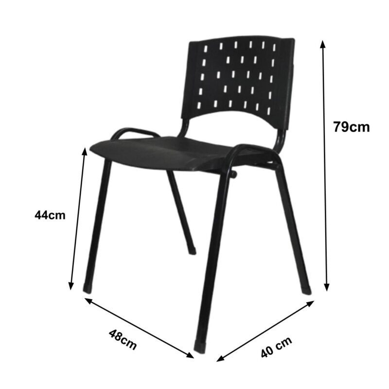 Cadeira Plástica 04 pés Plástico Preto (Polipropileno) – 31201 Móveis Única Plástica 3