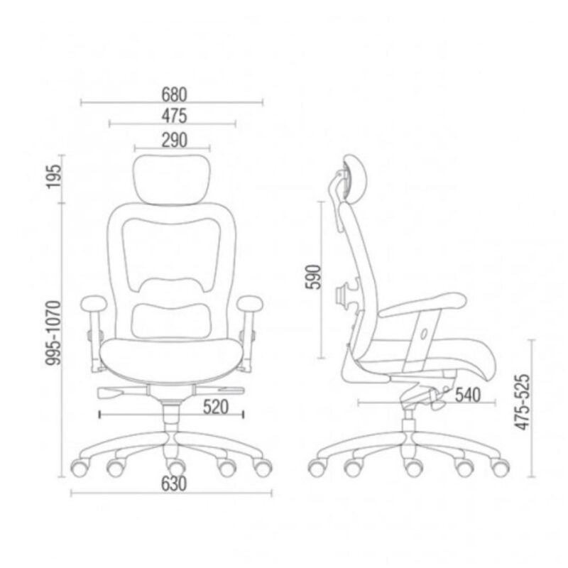 Poltrona Presidente TELA – MK-4002 – New Ergon – Cor Preta – 30014 Móveis Única Cadeira de Tela 5