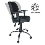 Cadeira Executiva Back System COSTURADA – ARANHA CROMADA – Braços Reguláveis – Cor Preta 31011 Móveis Única Executiva 9