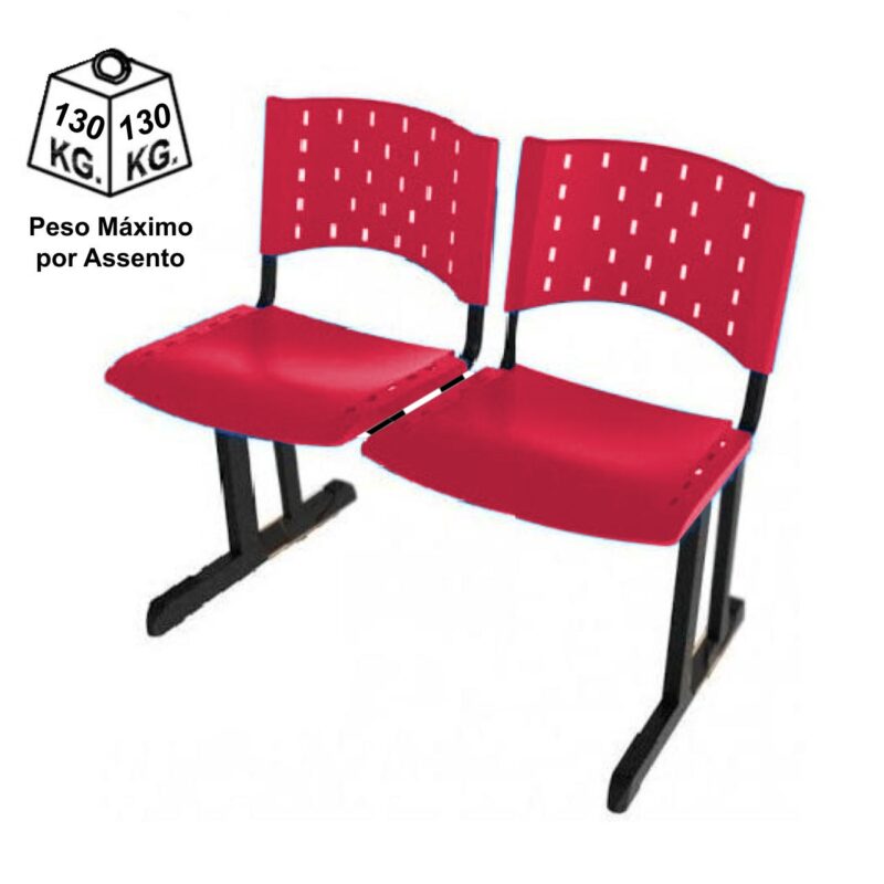 Longarina PLÁSTICA 02 Lugares – Cor VERMELHO 33077 Móveis Única Longarinas 4