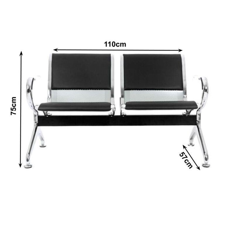 Longarina AEROPORTO ESTOFADA com 02 Lugares – Cor Cromada 33110 Móveis Única Longarinas 5