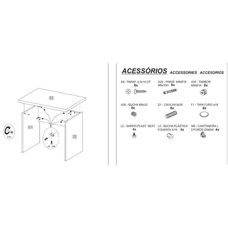 Mesa de Escritório 1,50×0,60m Sem Gavetas NOGAL SEVILHA/PRETO – 21472 Móveis Única Linha 40 mm 7