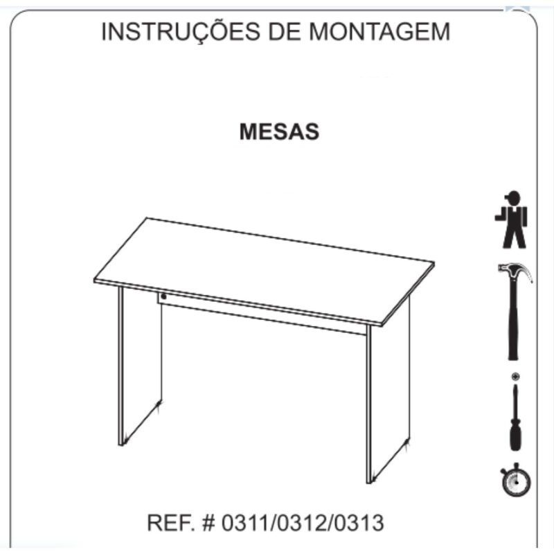 Mesa de Escritório 1,50×0,60m Sem Gavetas NOGAL SEVILHA/PRETO – 21472 Móveis Única Linha 40 mm 4