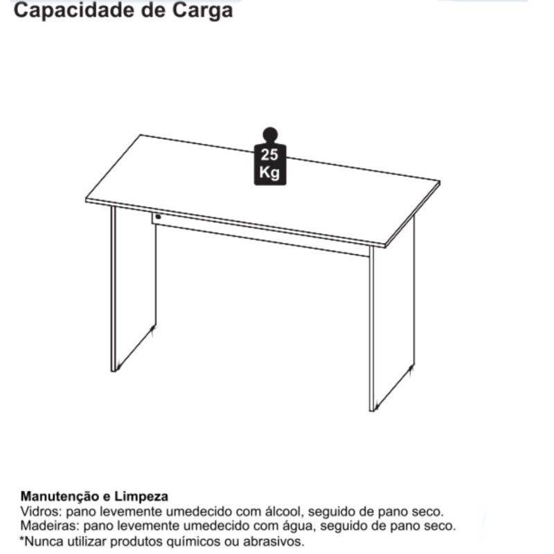 Mesa de Escritório 1,20×0,60m S/ Gaveta NOGAL SEVILHA 21469 Móveis Única Linha 40 mm 6