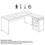 Mesa Escritório em “L” c/ Gaveteiro 1,70×1,60m NOGAL SEVILHA/PRETO – 21423 Móveis Única Linha 40 mm 15