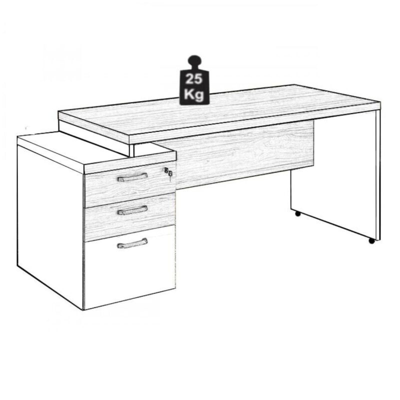 Mesa PEDESTAL RETA (03 Gav.) – 1,92X0,70m NOGAL SEVILHA/PRETO – 21405 Móveis Única Linha 40 mm 5