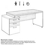 Mesa PEDESTAL RETA (03 Gav.) – 1,92X0,70m NOGAL SEVILHA/PRETO – 21405 Móveis Única Linha 40 mm 9