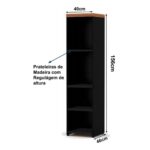 Armário TORRE Aberta NOGAL SEVILHA / PRETO – 21432 Móveis Única Linha 40 mm 8