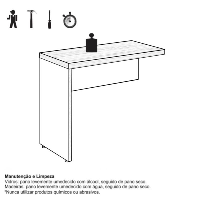 Mesa AUXILIAR SIMPLES 0,90m NOGAL SEVILHA / PRETO – 21419 Móveis Única Linha 40 mm 5