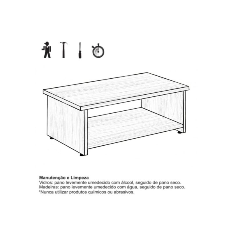 Mesa de Centro 0,90×0,50×0,35m – Nogal Sevilha 21431 Móveis Única Linha 40 mm 4