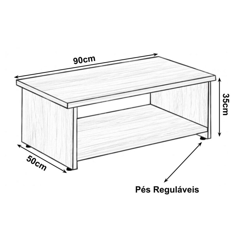 Mesa de Centro 0,90×0,50×0,35m – MARSALA – 21429 Móveis Única Linha 30 mm 4