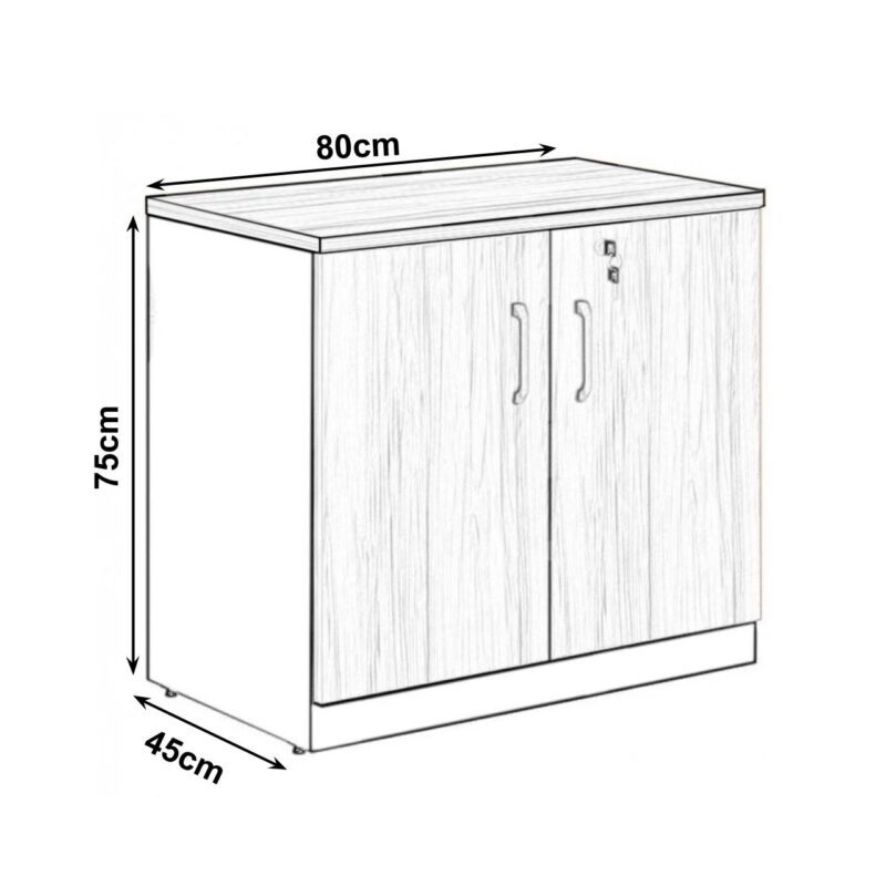 Armário Baixo com 02 Portas – 0,80×0,74×0,45 m NOGAL SEVILHA/PRETO – 21411 Móveis Única Linha 40 mm 3