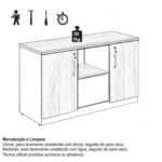 Armário Baixo Credenza – 1,20×0,74X0,45m NOGAL SEVILHA/PRETO – 21412 Móveis Única Linha 40 mm 11