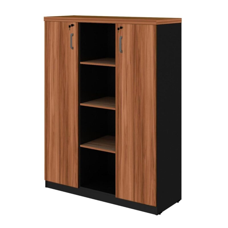 Armário Alto Credenza com Nicho – 1,61×1,20×0,45m NOGAL SEVILHA/PRETO – 21415 Móveis Única Linha 40 mm 7