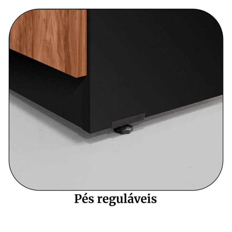 Armário Baixo Credenza – 1,20×0,74X0,45m NOGAL SEVILHA/PRETO – 21412 Móveis Única Linha 40 mm 4