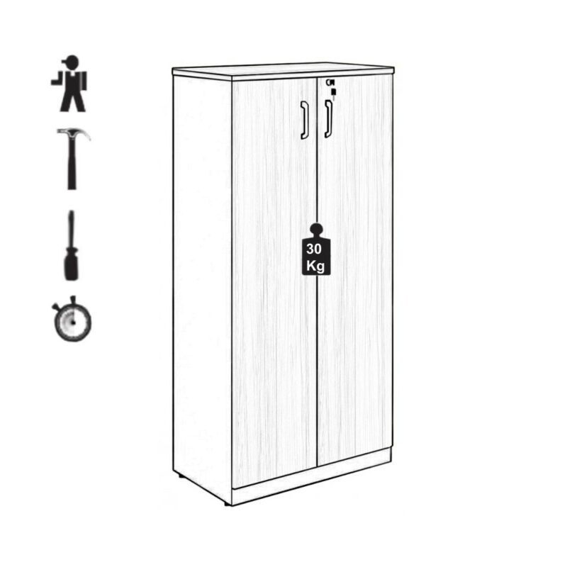 Armário Alto Fechado com 02 Portas – 1,61×0,80×0,45m NOGAL SEVILHA/PRETO – 21414 Móveis Única Linha 40 mm 4