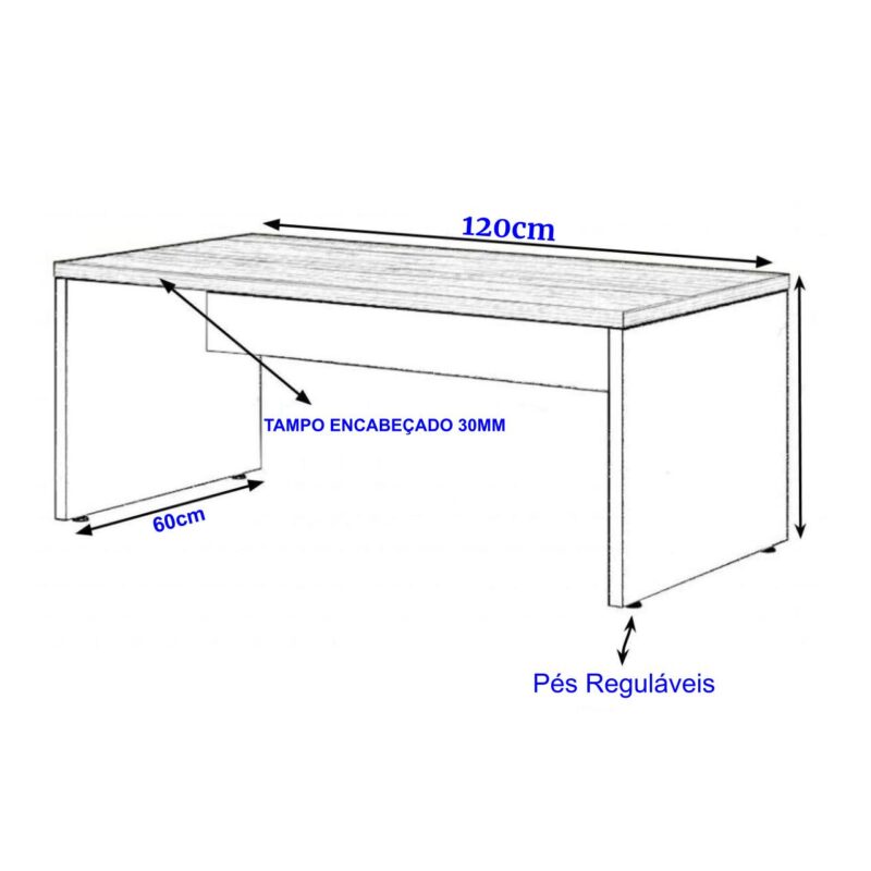 Mesa Escritório 1,20×0,60m – S/ Gavetas MARSALA / PRETO – 23470 Móveis Única Linha 30 mm 3