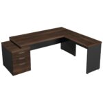 Mesa PEDESTAL com MESA AUXILIAR 1,92×1,60m – Marsala/Preto – 23484 Móveis Única Linha 30 mm 8