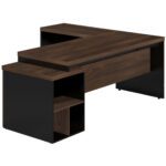 Mesa PEDESTAL com MESA AUXILIAR 1,92×1,60m – Marsala/Preto – 23484 Móveis Única Linha 30 mm 7