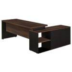 Mesa Escritório Diretorzinha c/ Aparador – Pé de MADEIRA – 1,90×1,60m MARSALA / PRETO / PRETO – 23487 Móveis Única Linha 30 mm 10